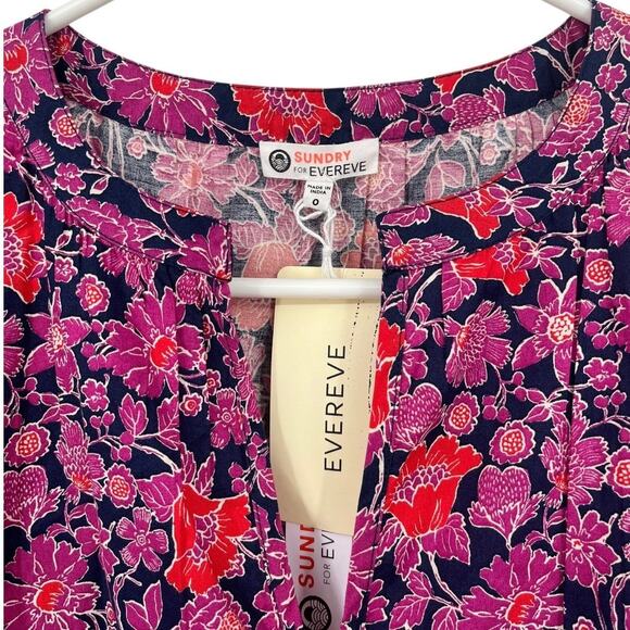 NEW Sundry for Evereve Anywhere Dress Ditzy Floral Cotton Pockets Women's 0 (XS) - Picture 3 of 8